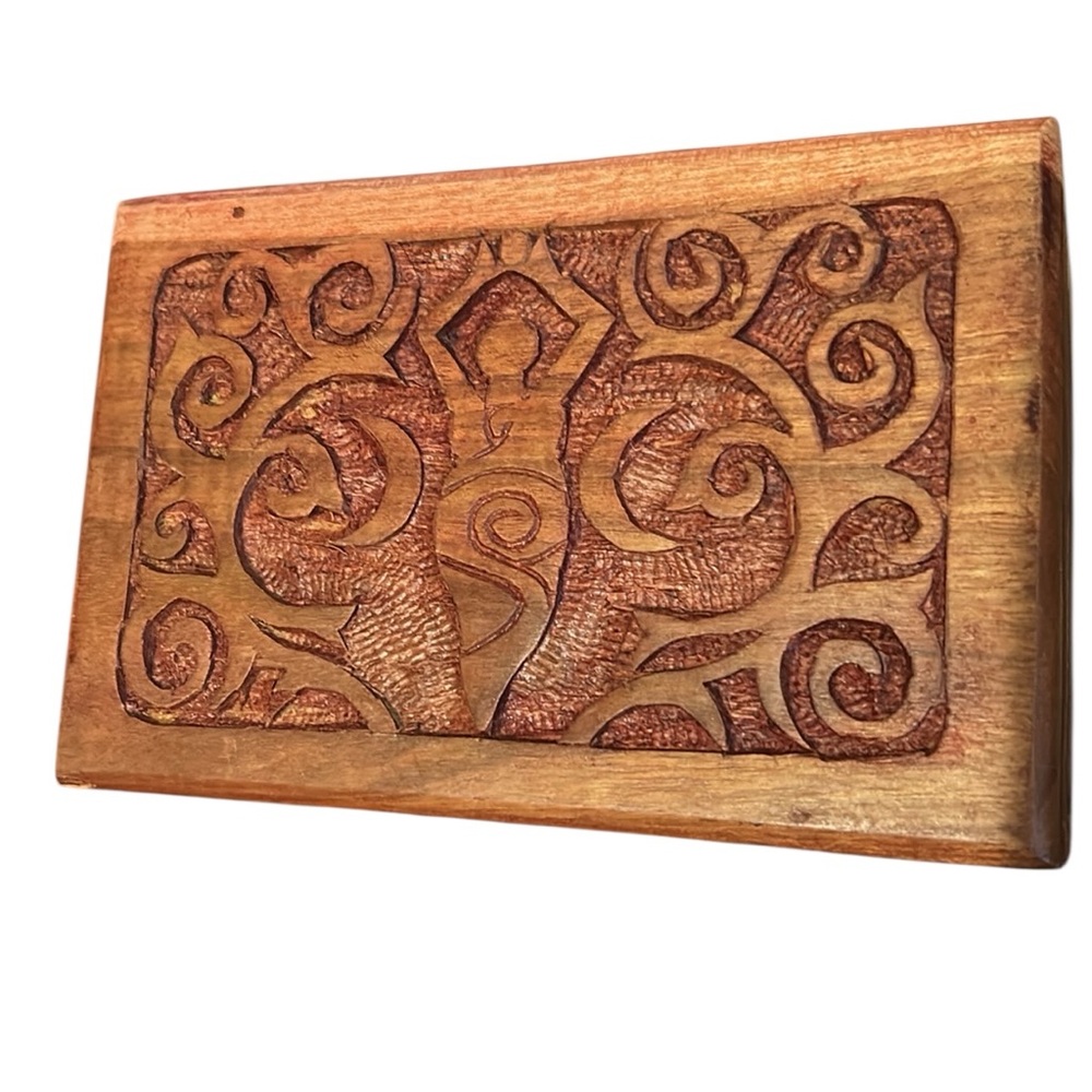 Carved Wooden Box with Intricate Design